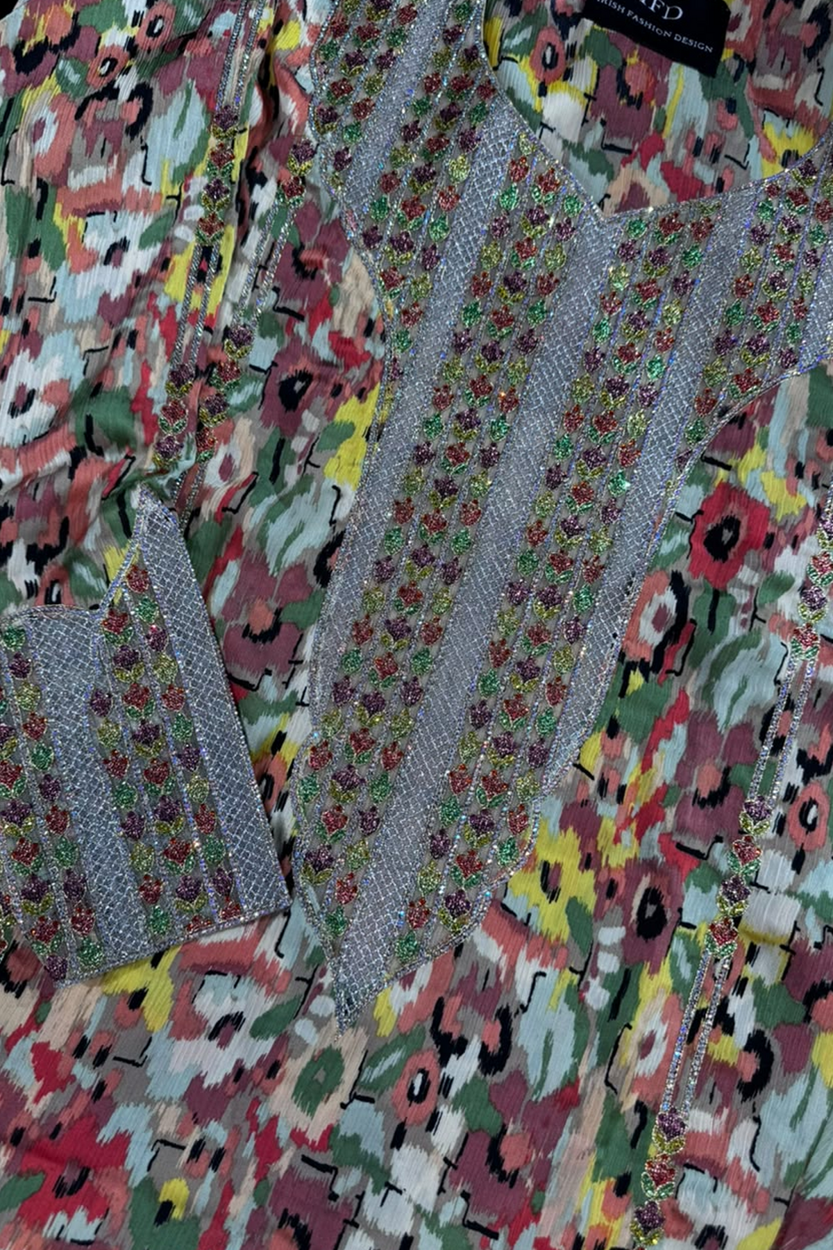 Pink and Green Silk Shifoon